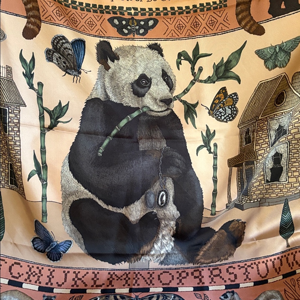 Sabina Savage Butterfly Panda silk scarf - Picture 3 of 7